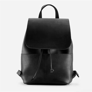 Parker Clay Abby Drawstring Backpack Premium Full Grain Leather Black